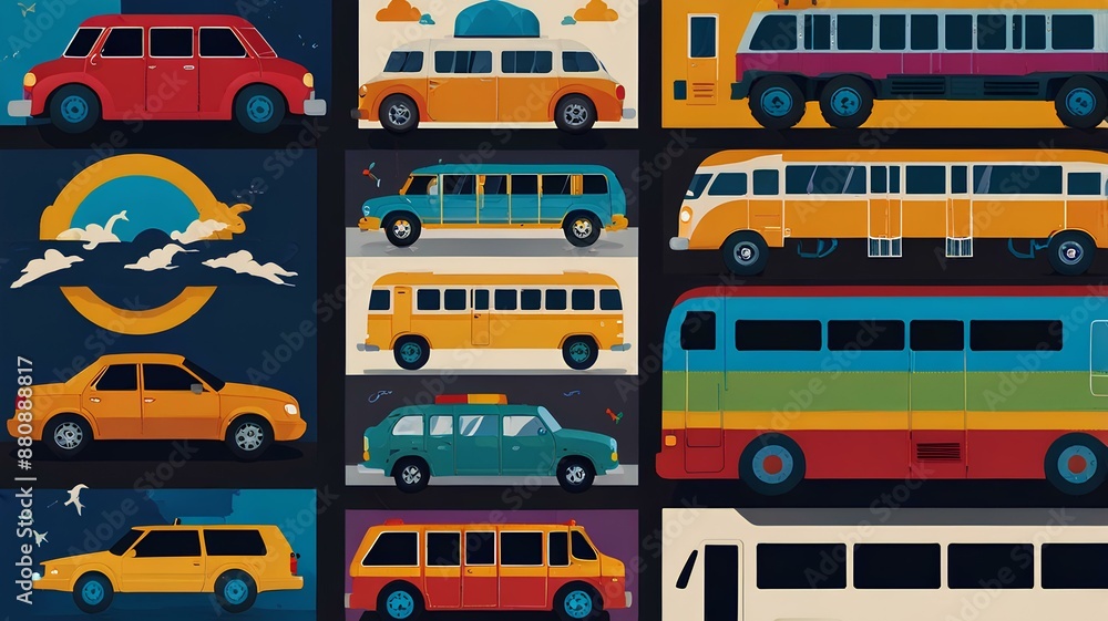 Design a vibrant learning poster for kids featuring various modes of transportation. Design a vibrant learning poster for kids featuring various modes of transportation.