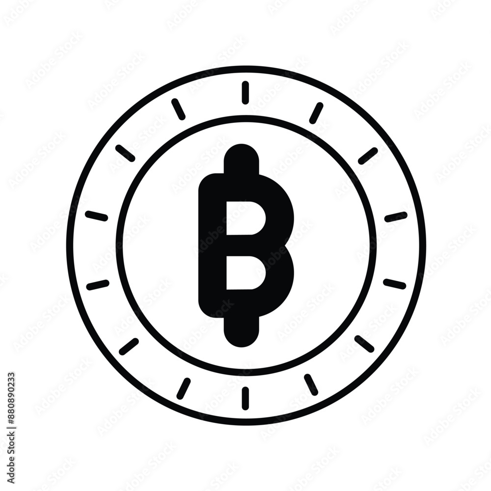 baht glyph icon with white background vector stock illustration baht glyph icon with white background vector stock illustration