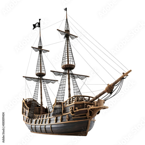 Pirate Ship isolated on transparent background