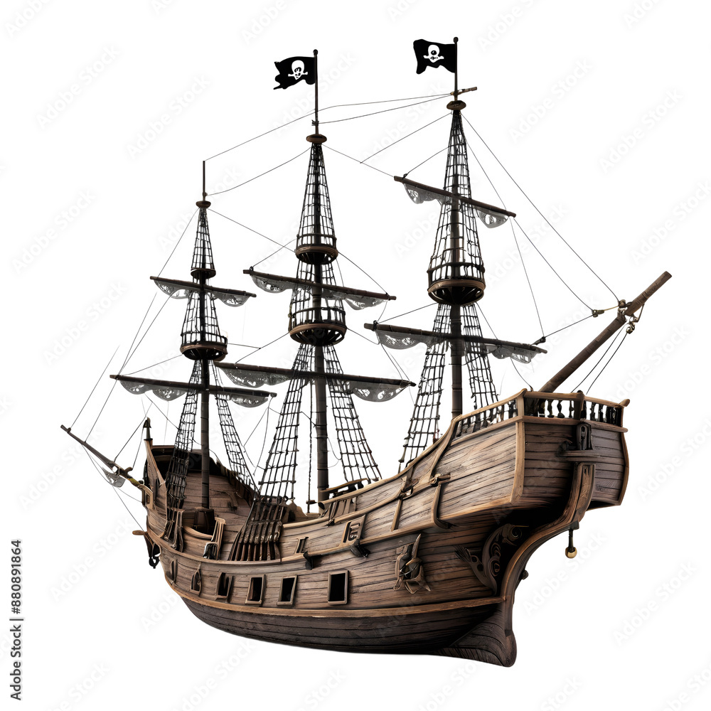 Fototapeta premium Pirate Ship isolated on transparent background