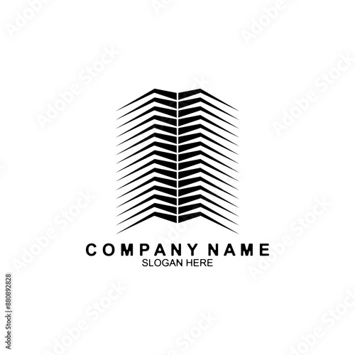 Real estate logo design. Perspective view of modern building. Residence logo template. Construction logo. Twin skyscraper logo ideas.