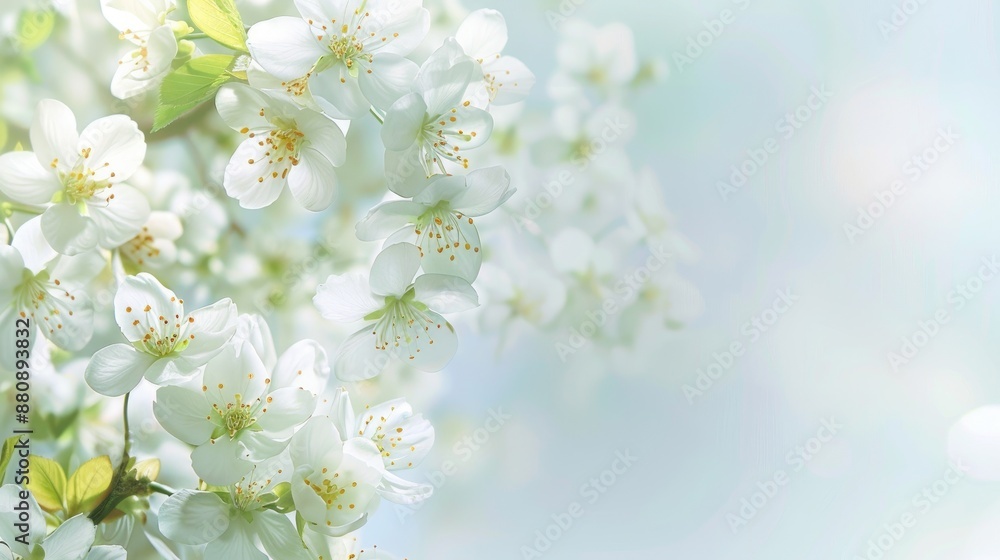 Spring background with white flowers and space for text Spring background with white flowers and space for text