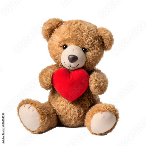 Teddy Bear Holding Heart isolated on transparent background