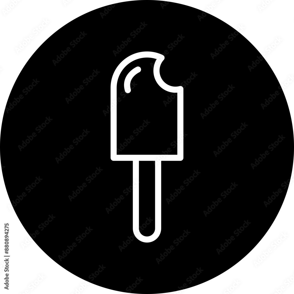 Ice Cream Vector Line White Circle Black Ice Cream Vector Line White Circle Black