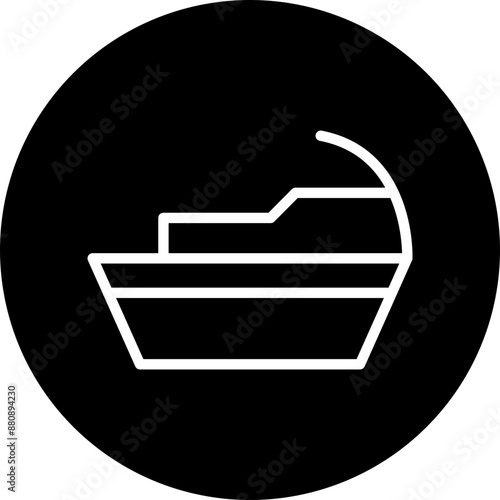 Jetski Vector Line White Circle Black