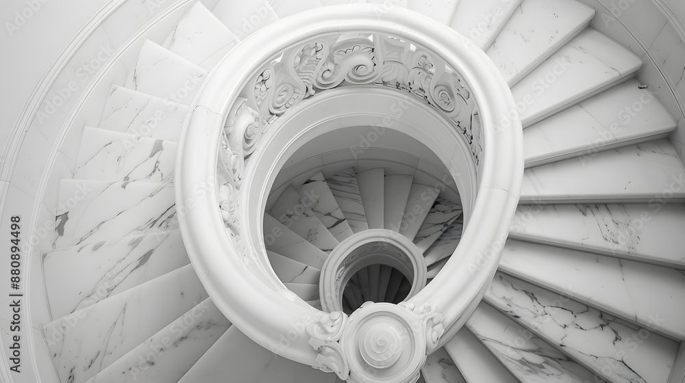 Fototapeta premium A spiral staircase made of marble