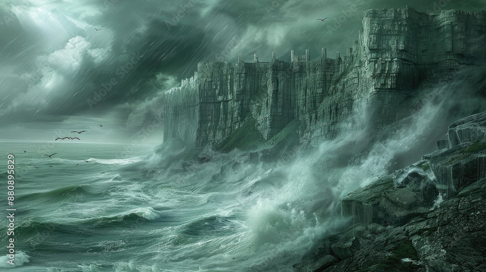 Dramatic cliffside overlooking a turbulent ocean Dramatic cliffside overlooking a turbulent ocean