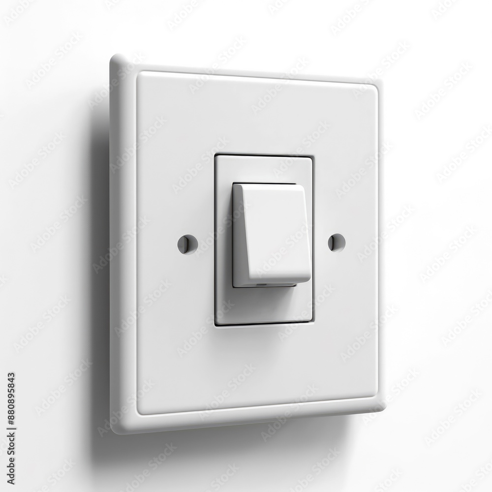 generated illustration of a light switch on white wall. generated illustration of a light switch on white wall.