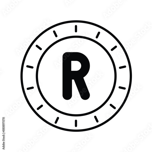 rand glyph icon with white background vector stock illustration