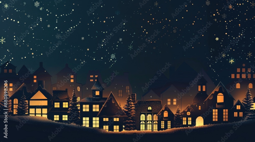 Fototapeta premium Cut out Christmas house silhouette on dark background