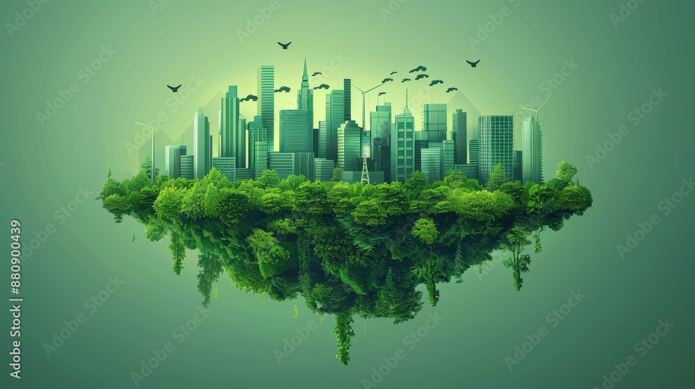 Green tech innovation, creative sustainable solutions, flat design illustration Green tech innovation, creative sustainable solutions, flat design illustration