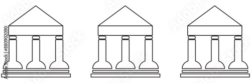 Bank icon set. bank vector icon, museum, university