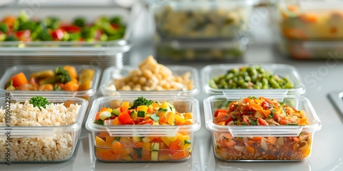 Organize weekly meal prep with batch cooking and Tupperware for convenience. Concept Meal Planning, Batch Cooking, Tupperware Storage, Weekly Prep, Healthy Eating
