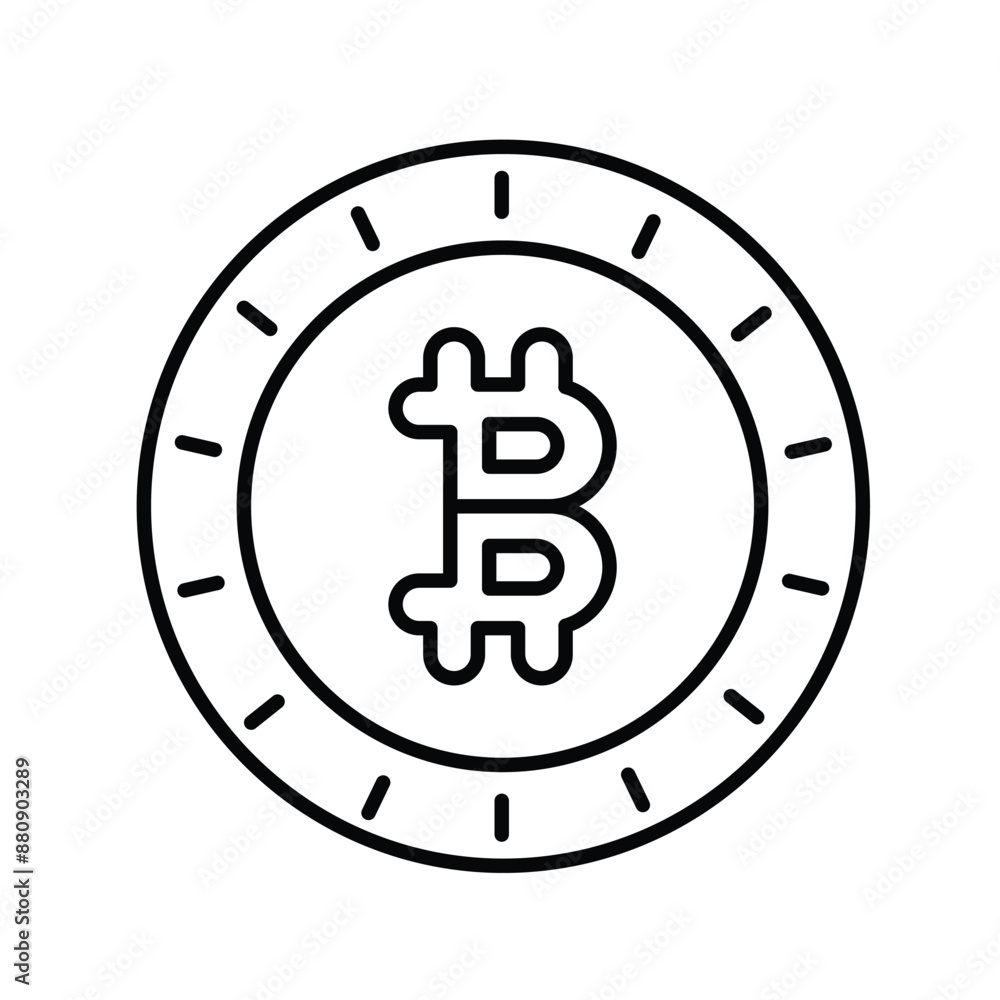 bitcoin line icon with white background vector stock illustration bitcoin line icon with white background vector stock illustration