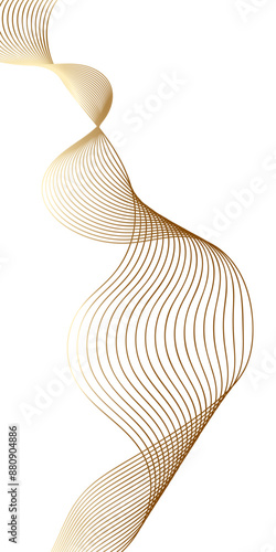 Abstract luxury golden wavy flowing dynamic smooth curve lines background. Digital future technology concept. Design used for web design, cover, technology, science, data, music, magazine.