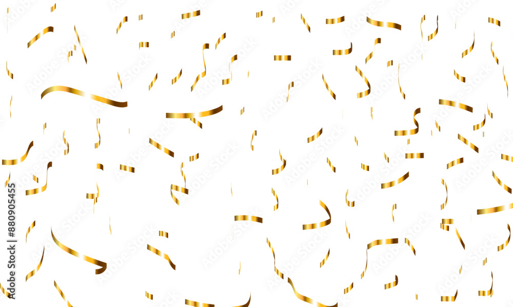 Golden glitter confetti falling down on transparent background. Vector illustration. Golden glitter confetti falling down on transparent background. Vector illustration.