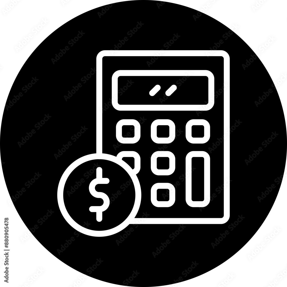 Calculator Vector Line White Circle Black Calculator Vector Line White Circle Black