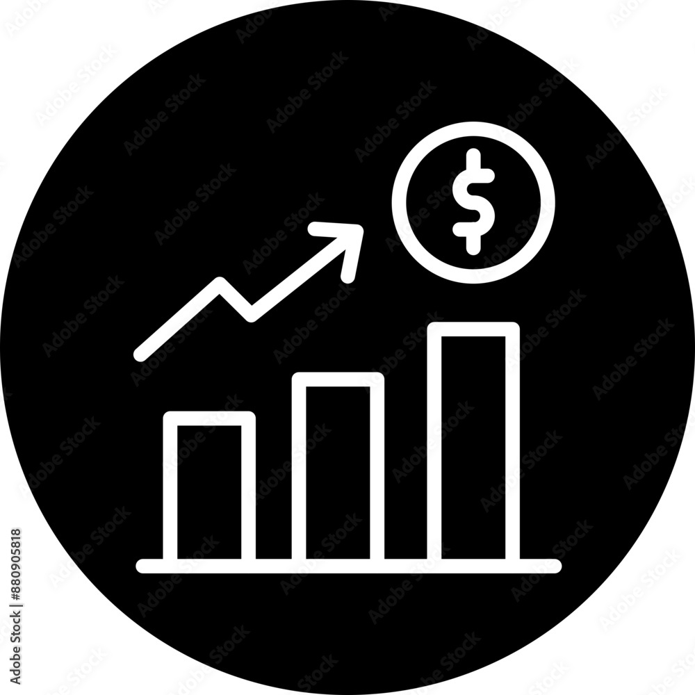 Growth Vector Line White Circle Black