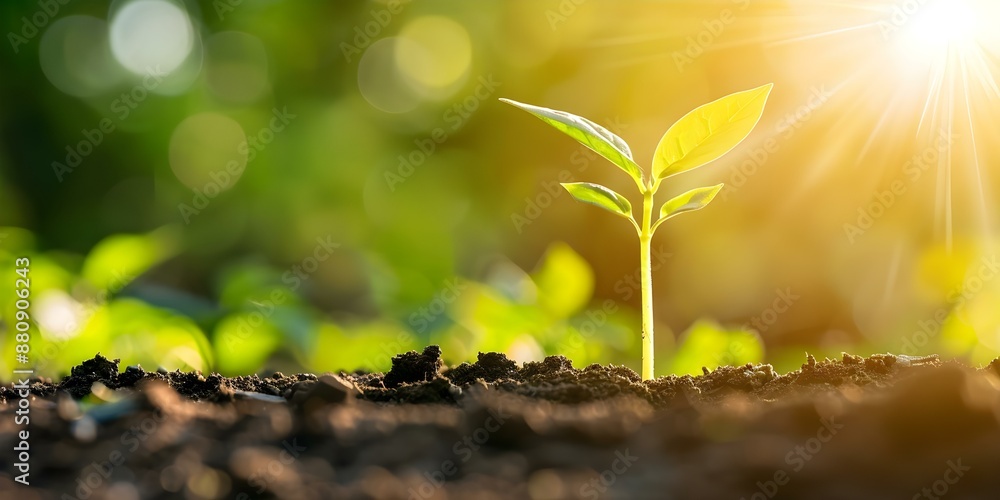 Nurturing Sustainable Development Seedling in Sunlight on Earth Day. Concept Earth Day, Sustainable Development, Seedling, Sunlight, Nurturing Nurturing Sustainable Development Seedling in Sunlight on Earth Day. Concept Earth Day, Sustainable Development, Seedling, Sunlight, Nurturing