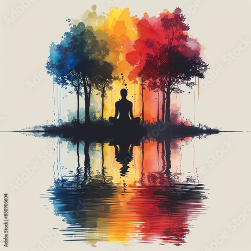 Embracing full-spectrum living flat design front view mindfulness theme animation vivid