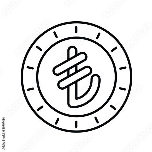 turkish lira  line icon with white background vector stock illustration