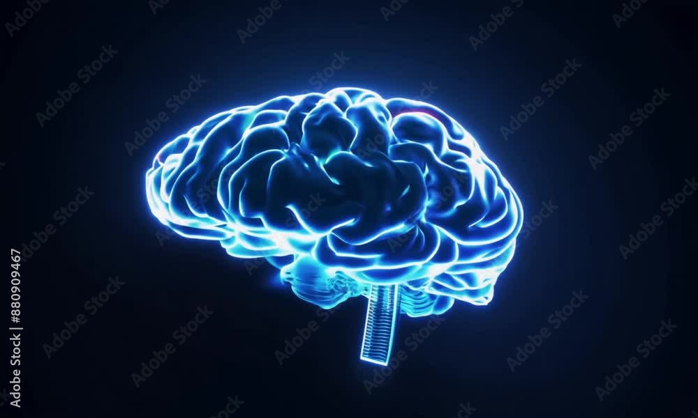 A stunning wallpaper featuring a 3D digital brain with neon lights A stunning wallpaper featuring a 3D digital brain with neon lights