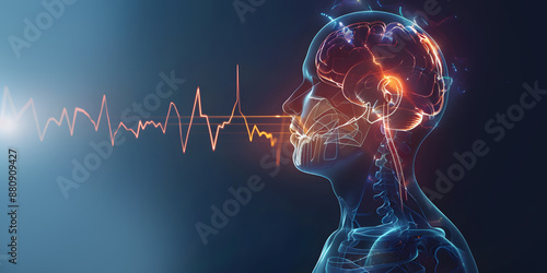 Blue line tracings on a hospital monitor display a brain's electrical activity