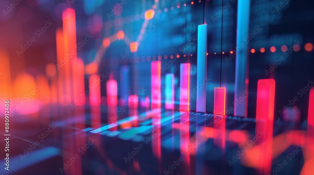 Close-up of a bar graph with rising columns indicating business success and profits. Close-up of a bar graph with rising columns indicating business success and profits.
