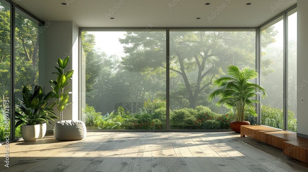 Empty minimalist room with clean lines and natural light Empty minimalist room with clean lines and natural light