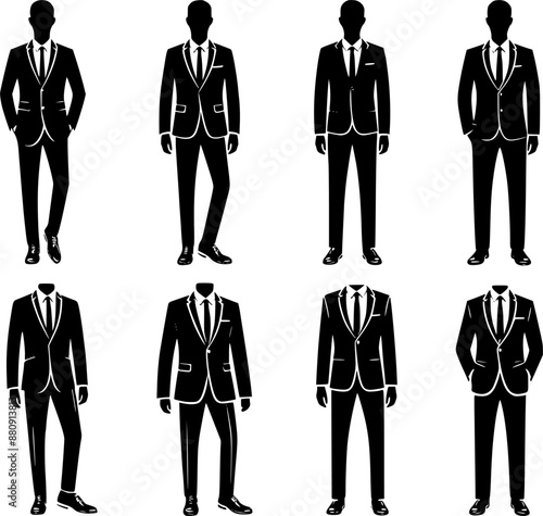 man suit set vector illustration isolated