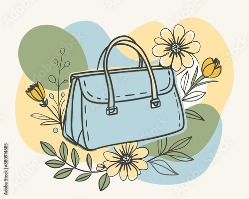 illustration of a bag with flowers