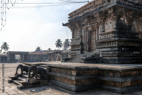 Medieval Hindu temple complex in Belur. India. photo