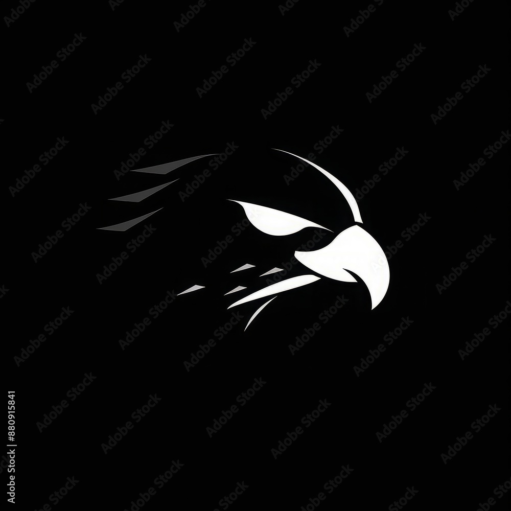 Obraz premium Dynamic Falcon Face Logo, Symbolizes Speed and Precision, Ideal for Aviation Brands and High-Speed Services, Features Sleek Silhouette and Sharp Design