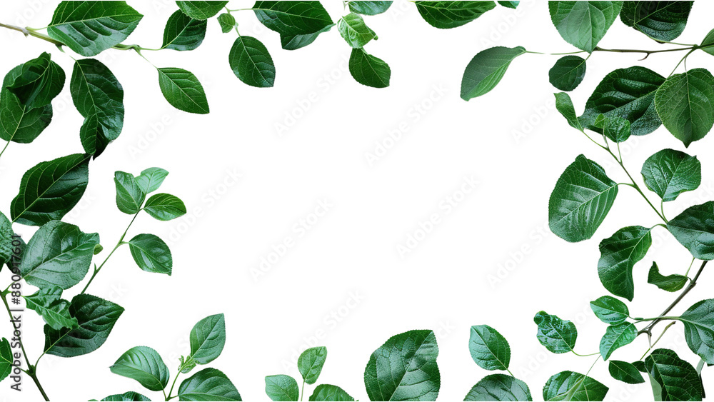 Green leaves frame isolated on a transparent background Green leaves frame isolated on a transparent background