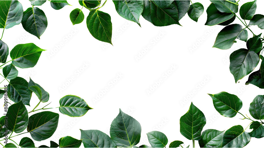 Green leaves frame isolated on a transparent background Green leaves frame isolated on a transparent background