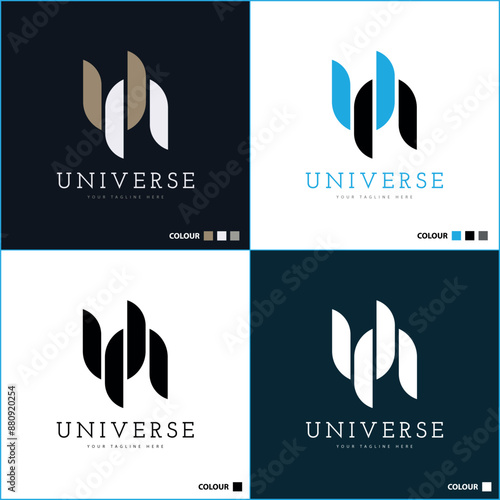 Logo letter UN Universe logo design template for brand or company and other