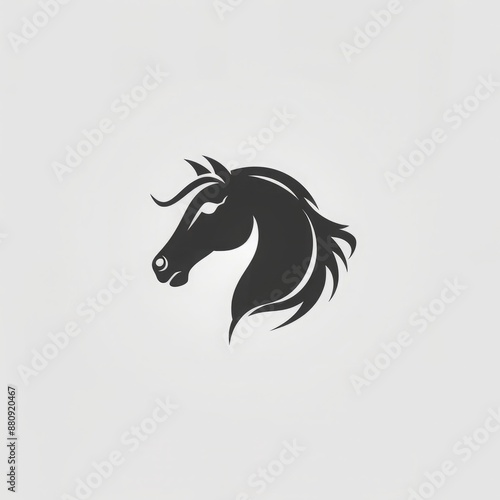 Minimalist Horse Face Logo, Symbolizes Freedom and Power, Ideal for Equestrian Brands and Leadership Programs, Features Refined Curves photo