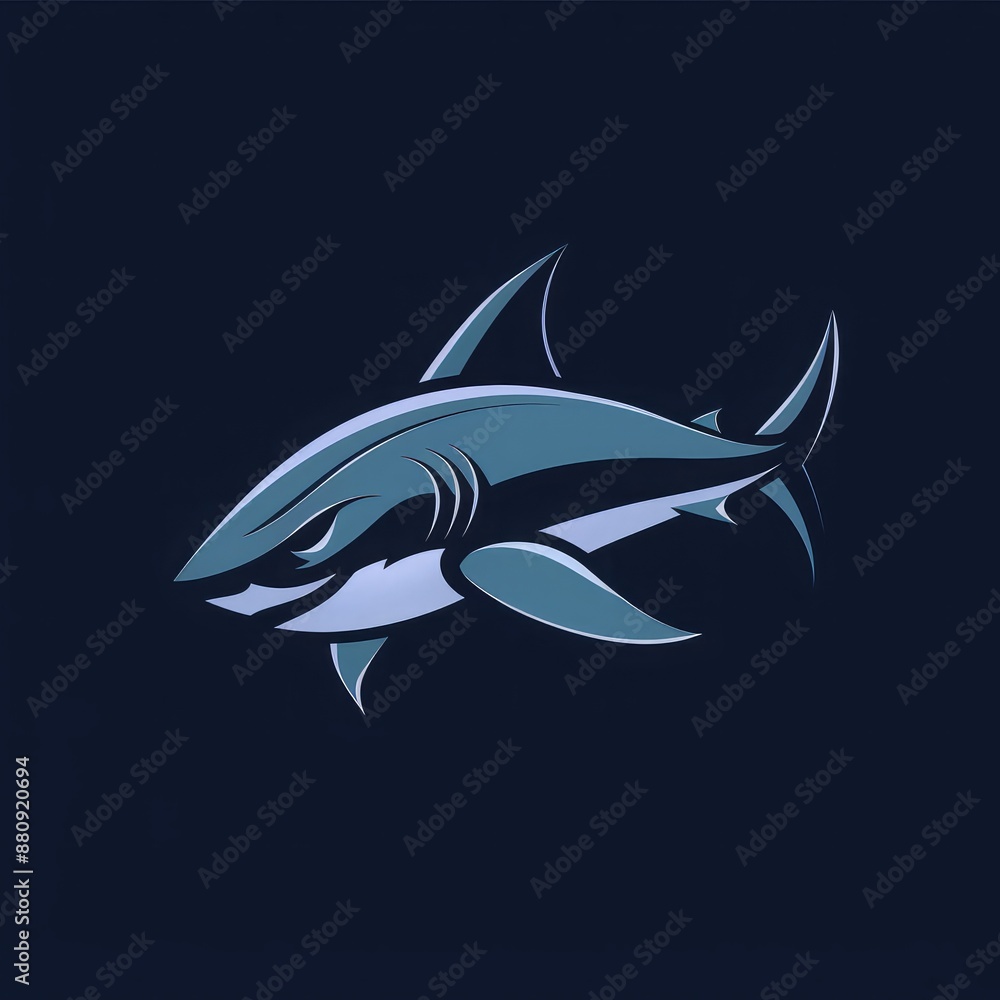 Fototapeta premium Sleek Shark Emblem for High-Performance Gear, Represents Agility and Power, Perfect for Water Sports Equipment and Tactical Apparel, Highlights Minimalist Design