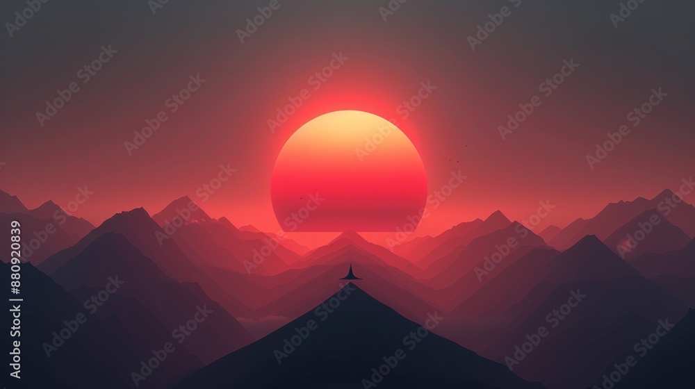 Mountain landscape with sunset. 3d render. Computer generated. Mountain landscape with sunset. 3d render. Computer generated.