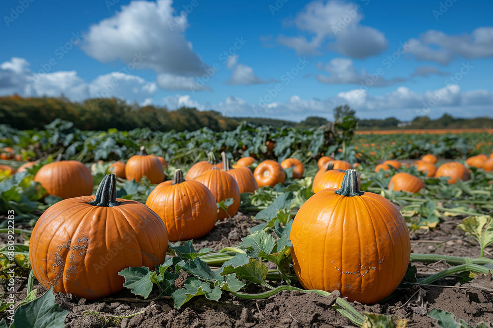 Rows of pumpkins ready for harvest Rows of pumpkins ready for harvest
