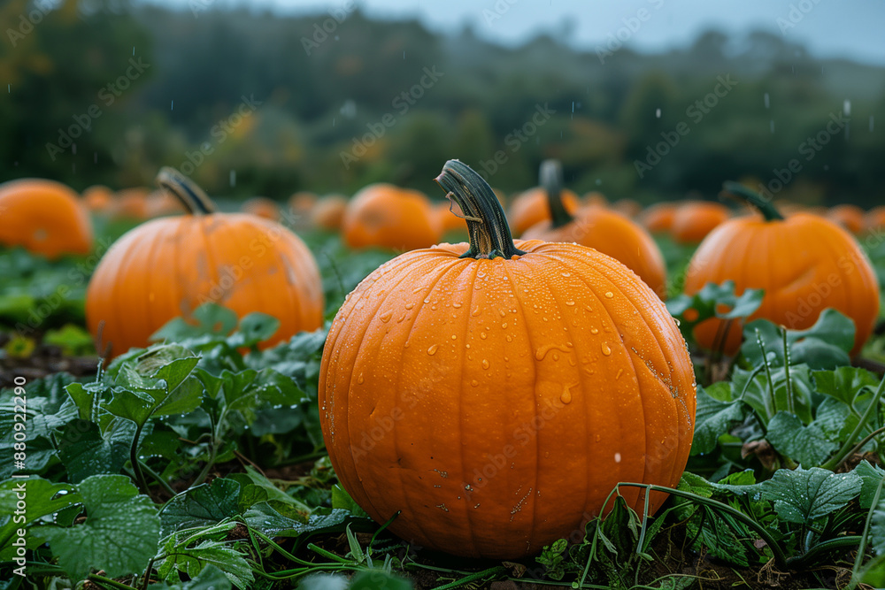 Rows of pumpkins ready for harvest Rows of pumpkins ready for harvest