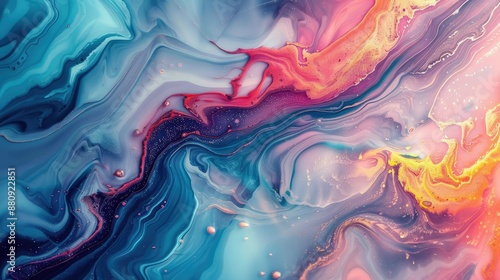 Wallpaper Mural Abstract neon liquid wavy background. Liquid art, marbling texture Torontodigital.ca