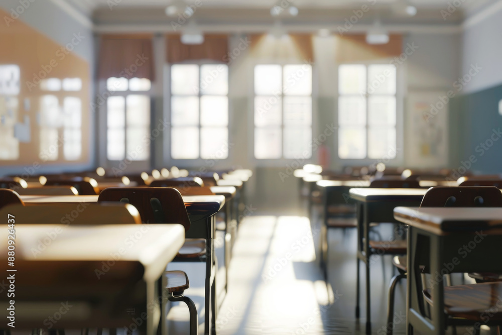 A quiet classroom bathed in warm sunlight with rows of empty desks and chairs, evoking a sense of calm and anticipation for learning. A quiet classroom bathed in warm sunlight with rows of empty desks and chairs, evoking a sense of calm and anticipation for learning.