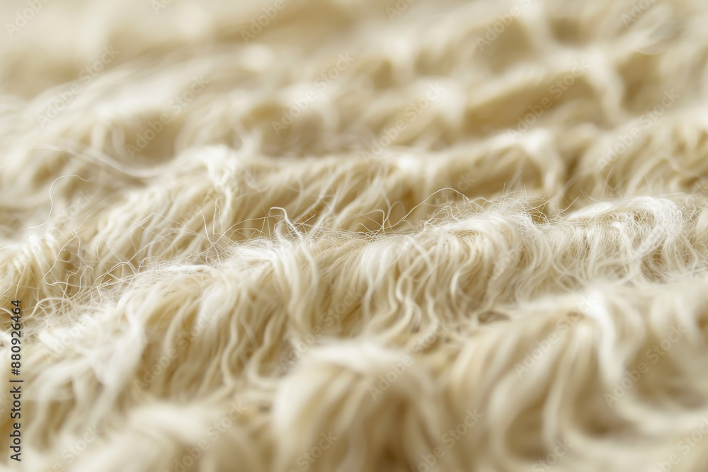 Close-up of a soft, woolen fabric showcasing its fluffy and intricate textured patterns in an off-white hue. Close-up of a soft, woolen fabric showcasing its fluffy and intricate textured patterns in an off-white hue.