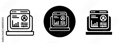 Admin panel icon, real time data monitor icon in editable multiple styles, admin statistic checking screen icon, admin dashboard for monitoring performance
