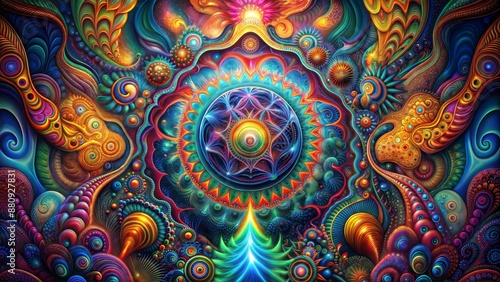 Wallpaper Mural A colorful painting of a flower with a large, colorful circle in the center Torontodigital.ca