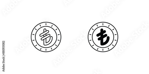 turkish lira set icon with white background vector stock illustration