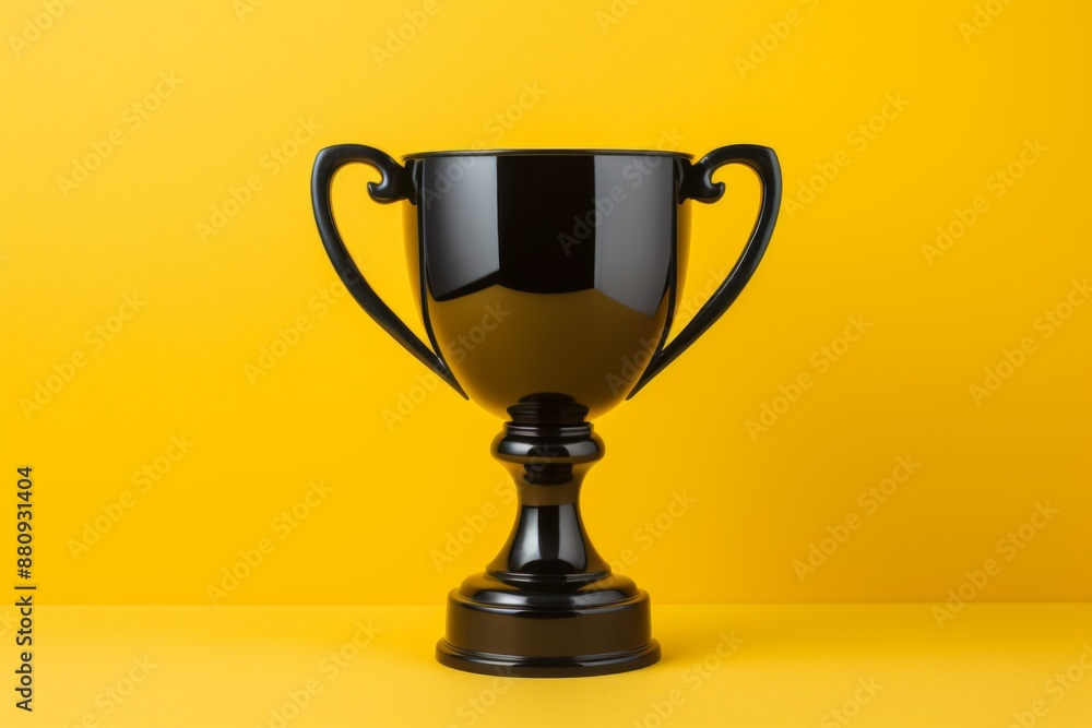 Black Trophy on a Yellow Background Black Trophy on a Yellow Background