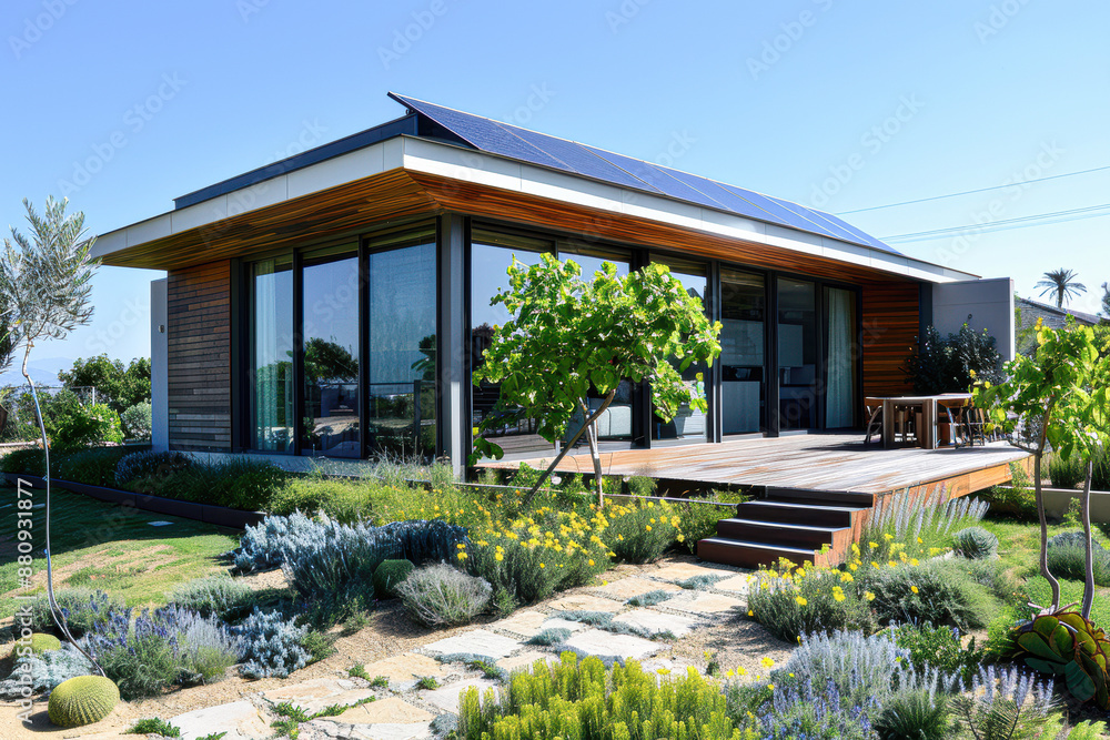 Fototapeta premium A large house with a large yard and a lot of plants