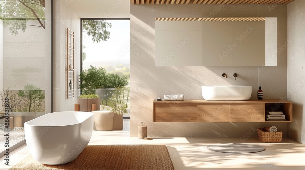 Fototapeta premium Stylish white sink in modern bathroom interior